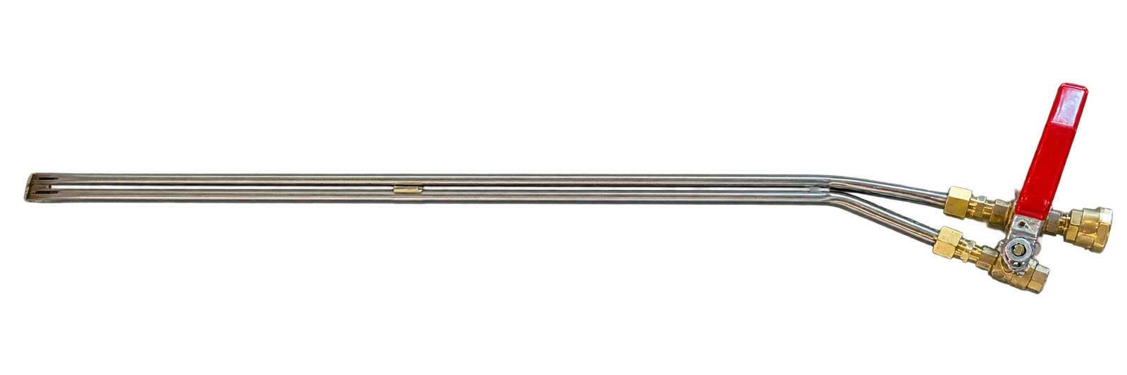 Rad Wand radiator cleaning tool with stainless tubes, brass fittings, and red valve handle